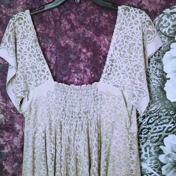 Lot(2) Blouses Tops Lady-XL Burnout Scarf Flutter Sleeve Flower Sequin Animal - Picture 8 of 9